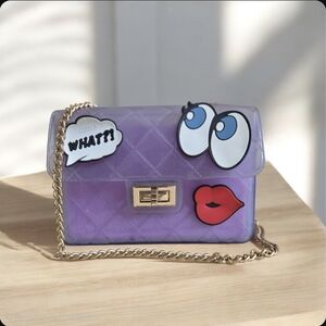 Jelly Transparent Bag Handbag Candy Eyes Bags Plastic Women Purple Furly PVC